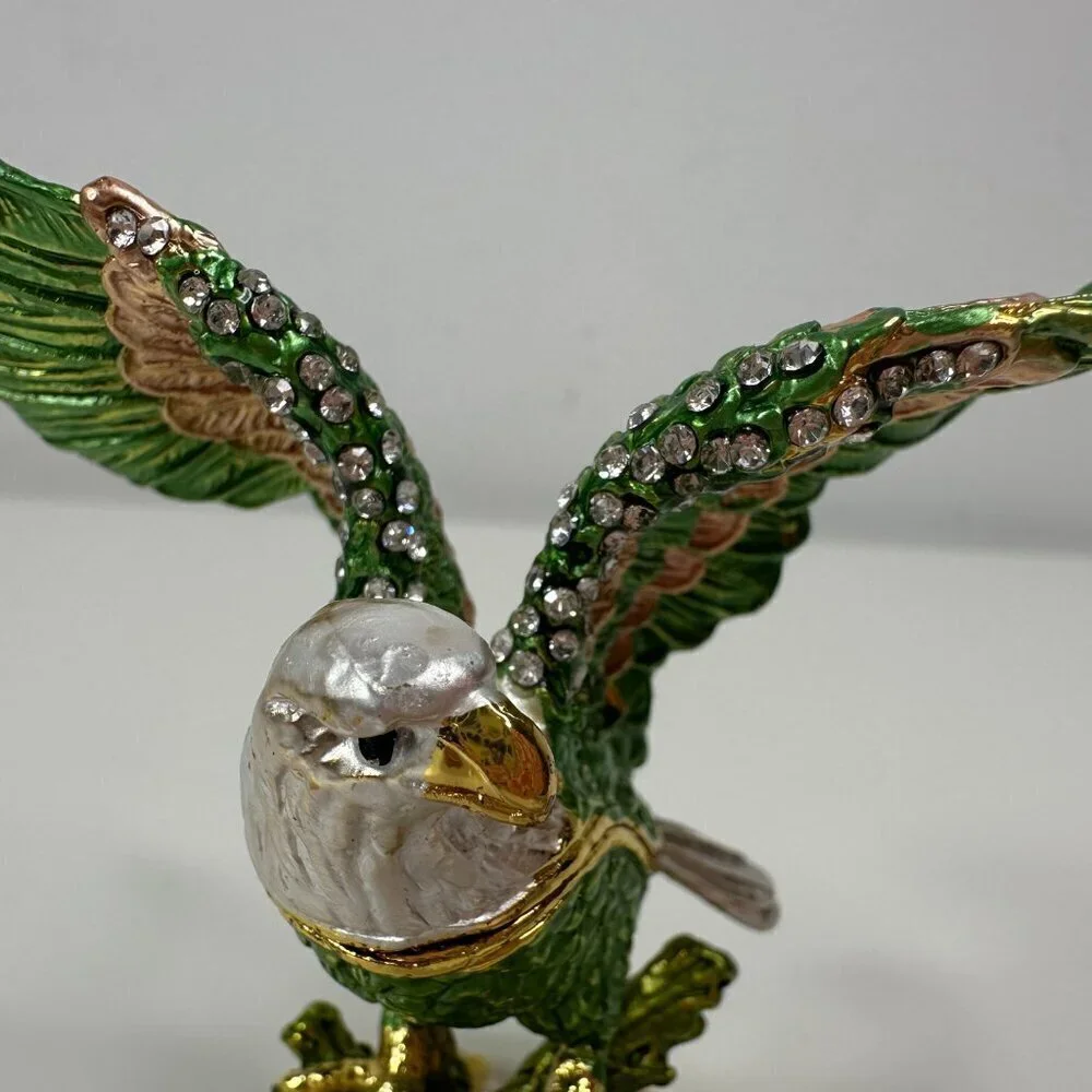 Millwood Pines Austrian Crystal Enamelled American Bauld Eagle Trinket Box